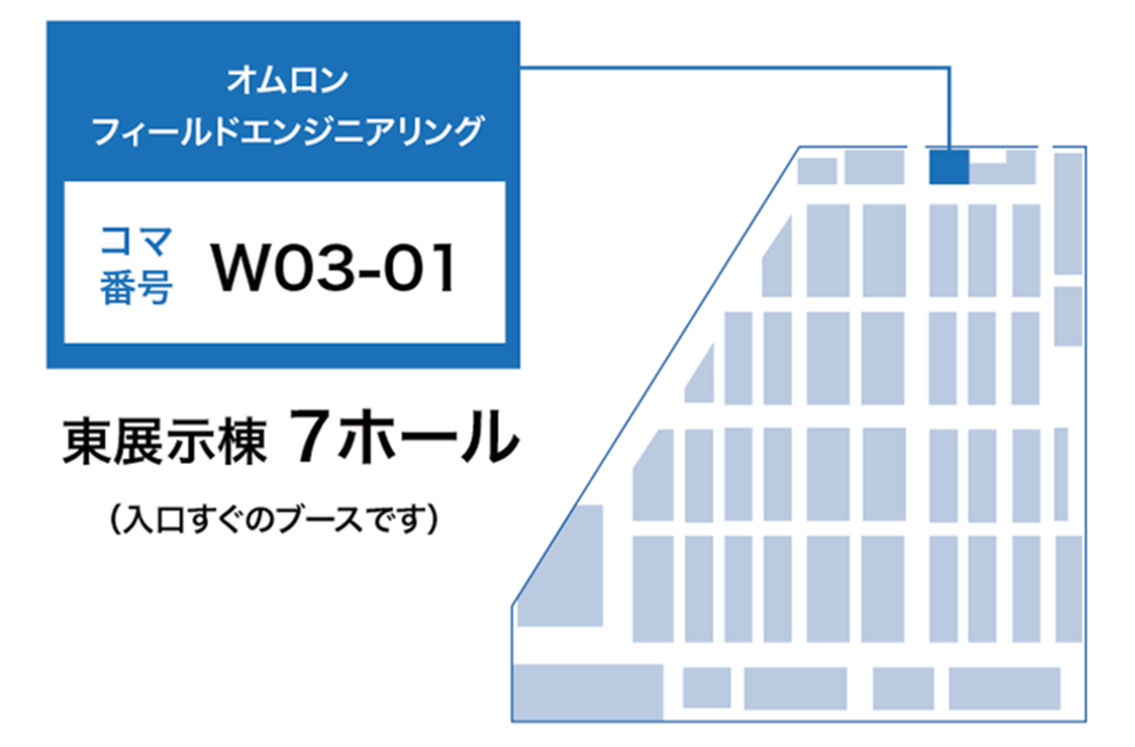 オムロンフィールドエンジニアリングブース コマ番号 W03-01 東展示棟 7ホール