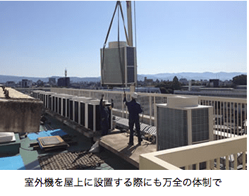 室外機を屋上に設置する際にも万全の体制で