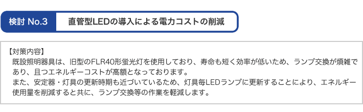 直管型LEDの導入による電力コストの削減