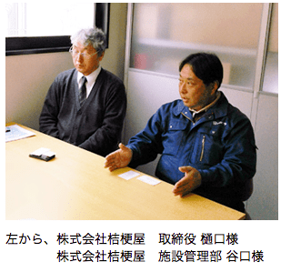 左から、株式会社桔梗屋　取締役　樋口様、株式会社桔梗屋　施設管理部　谷口様