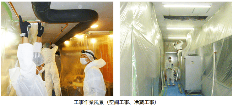 工事作業風景（空調工事、冷蔵工事）