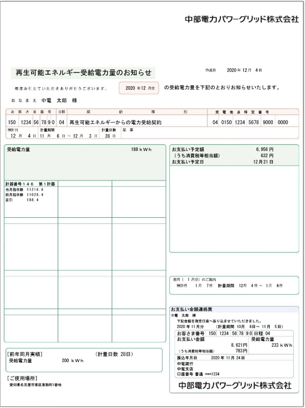 購入電力量のお知らせ