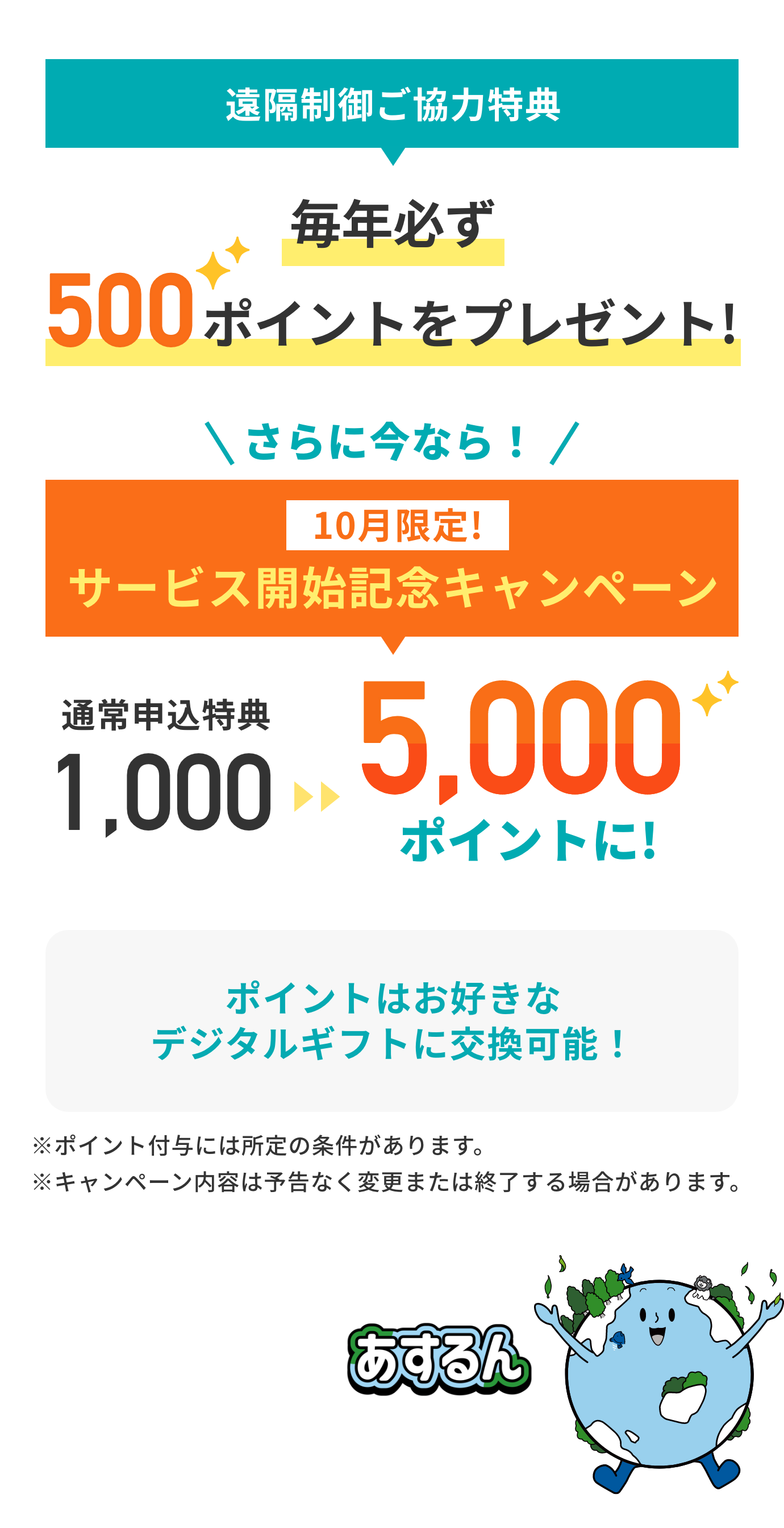 3年間で合計6,000ポイント進呈!