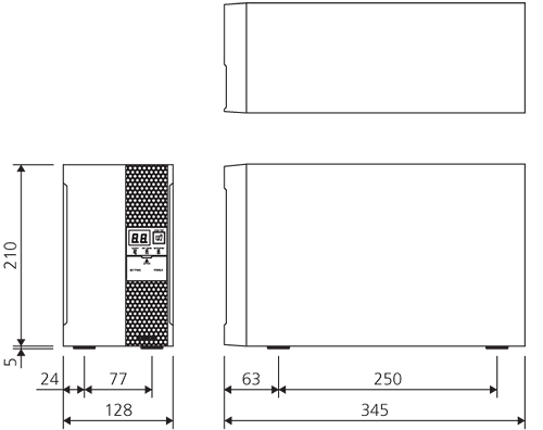 無停電電源装置（UPS）BA100T／BA75T 外形寸法図