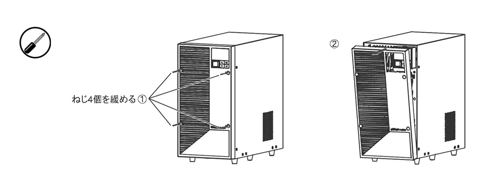 無停電電源装置（UPS）バッテリ BN220T／BN300T交換手順1図
