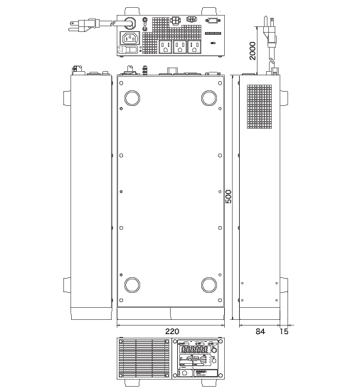 無停電電源装置（UPS）BH60PCW/BH100PCW 外形寸法図