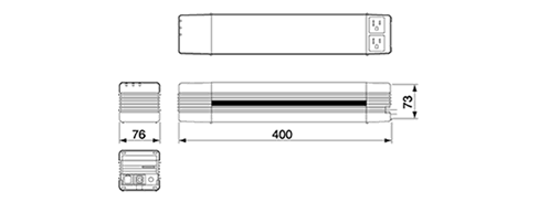 無停電電源装置（UPS）BU251X外形寸法図