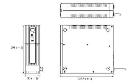 無停電電源装置（UPS）BY120S外形寸法図