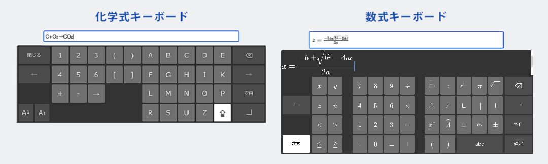 Flexible keyboard selection: Chemical keyboard / Formula keyboard
