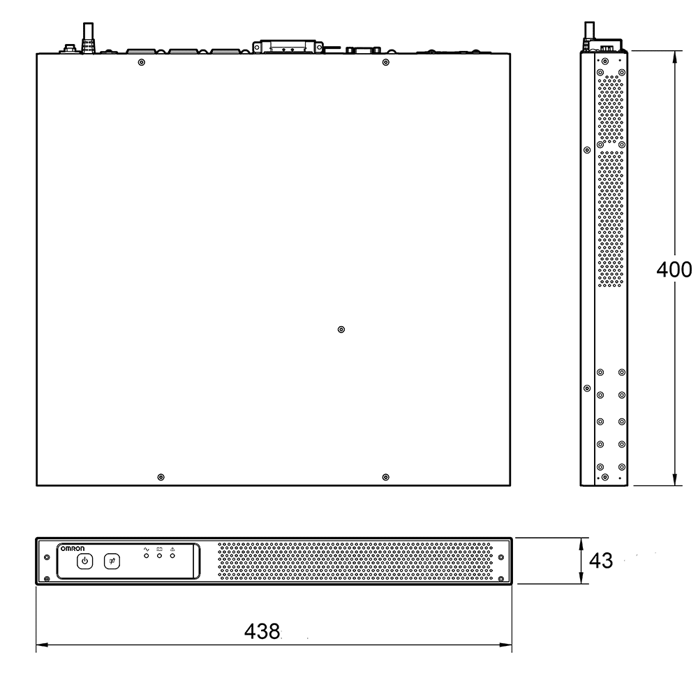 無停電電源装置（UPS）BV100REM/100REX 外形寸法図