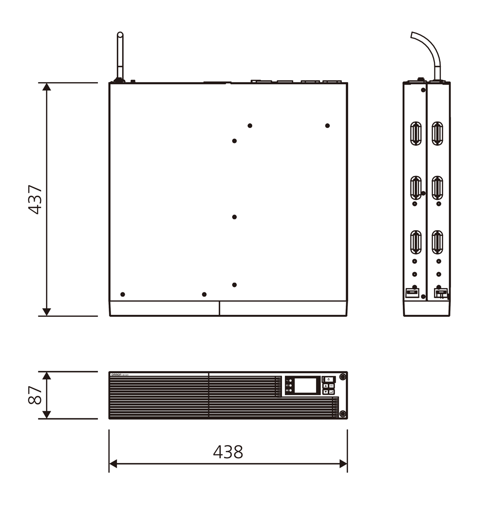 無停電電源装置（UPS）BN150R 外形寸法図