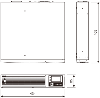 無停電電源装置（UPS）BU1002RW 外形寸法図